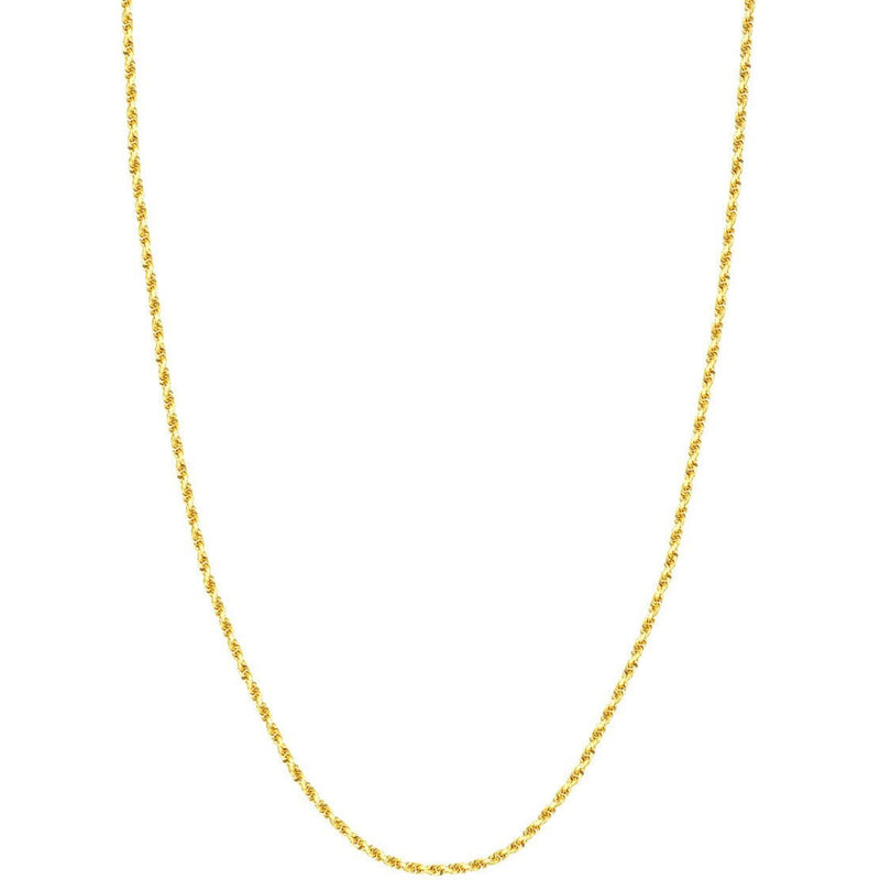 Olas d'Oro 18" Necklace - 10K Yellow Gold 2.3mm Diamond Cut Rope Chain with Lobster Lock