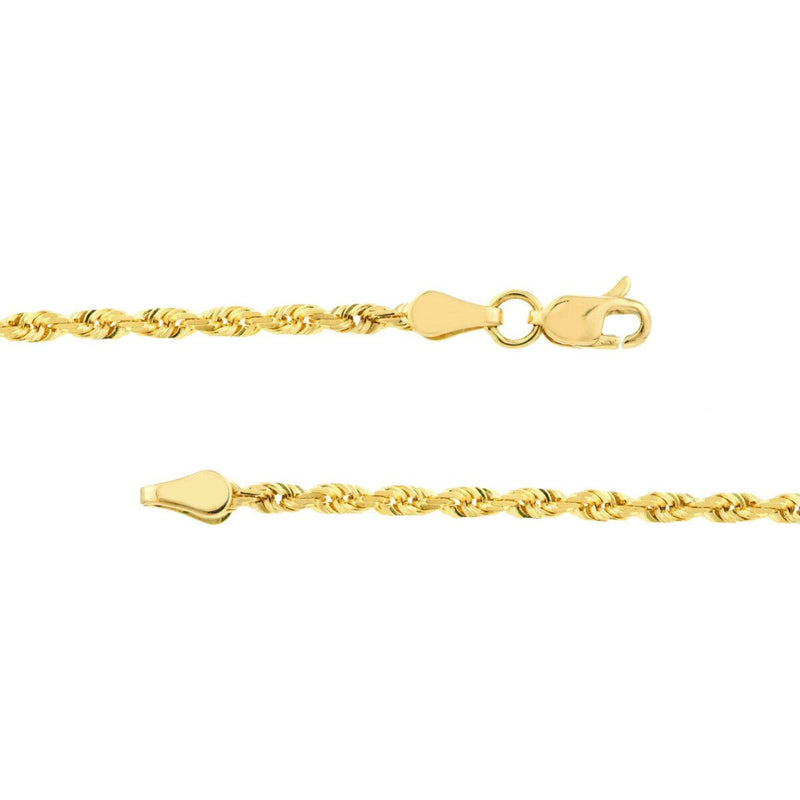 Olas d'Oro 18" Necklace - 10K Yellow Gold 2.3mm Diamond Cut Rope Chain with Lobster Lock