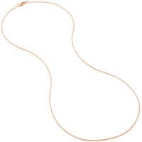 Olas d'Oro 18" Necklace - 14K Rose Gold 1.05mm Wheat Chain with Lobster Lock