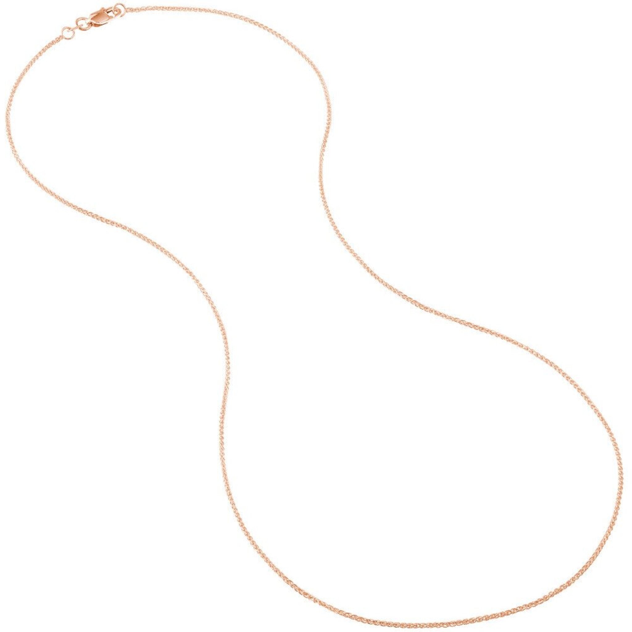 Olas d'Oro 18" Necklace - 14K Rose Gold 1.05mm Wheat Chain with Lobster Lock