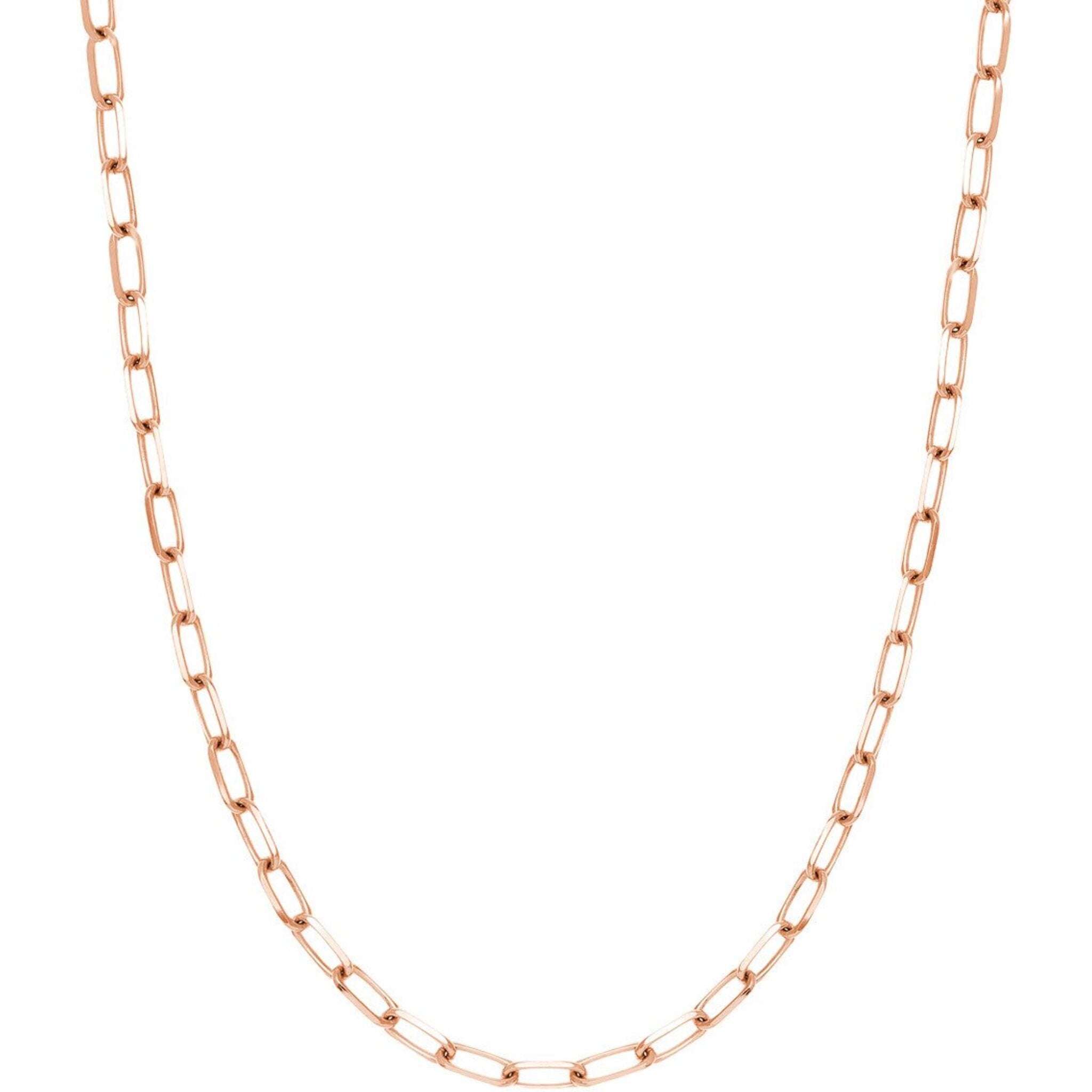 Olas d'Oro 18" Necklace - 14K Rose Gold 5.25mm Paper Clip Chain with Lobster Lock