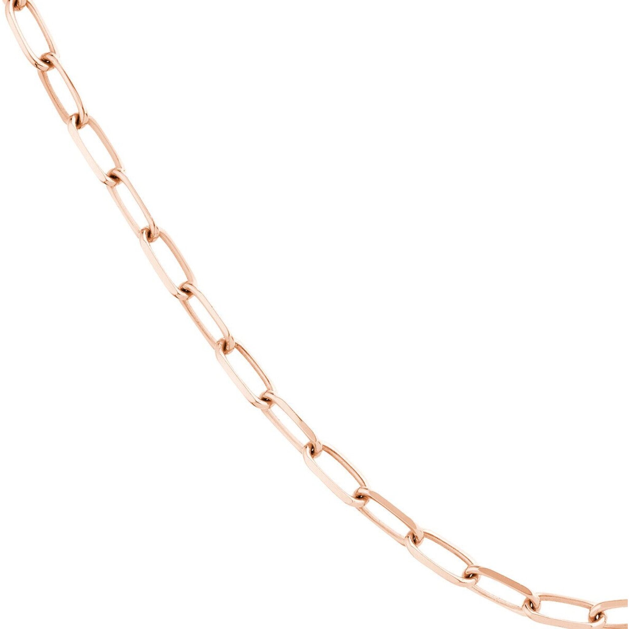 Olas d'Oro 18" Necklace - 14K Rose Gold 5.25mm Paper Clip Chain with Lobster Lock