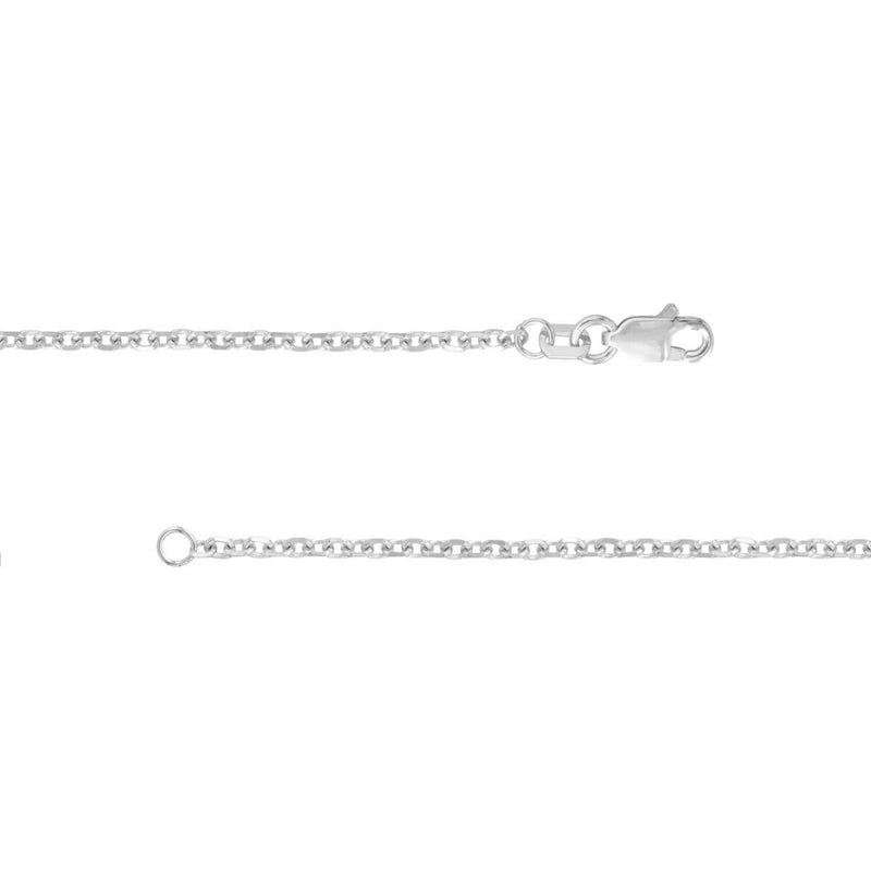 Olas d'Oro 18" Necklace - 14K White Gold 1.8mm Diamond Cut Cable Chain with Lobster Lock