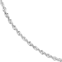 Olas d'Oro 18" Necklace - 14K White Gold 2.15mm Diamond Cut Rope Chain with Lobster Lock
