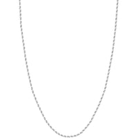 Olas d'Oro 18" Necklace - 14K White Gold 2.3mm Diamond Cut Rope Chain with Lobster Lock