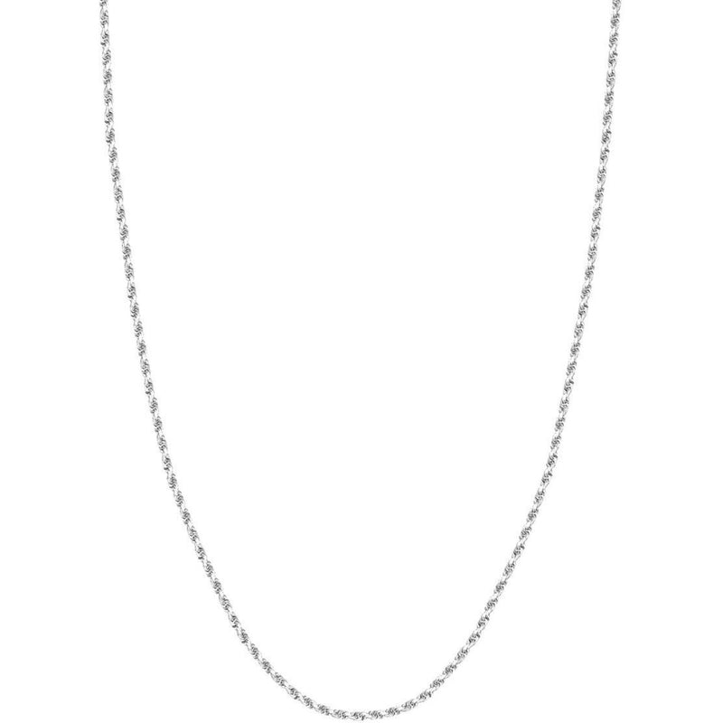 Olas d'Oro 18" Necklace - 14K White Gold 2.3mm Diamond Cut Rope Chain with Lobster Lock