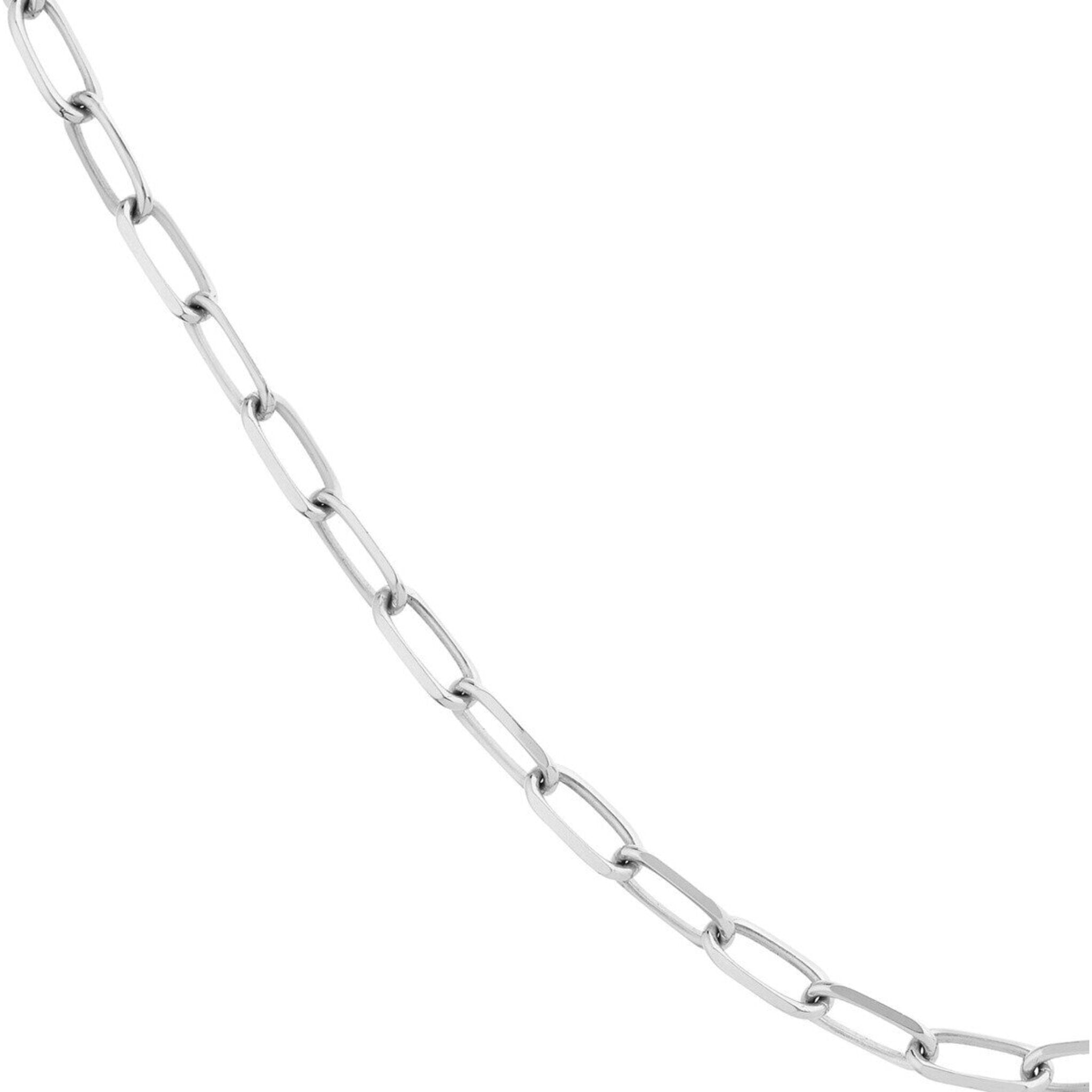 Olas d'Oro 18" Necklace - 14K White Gold 5.25mm Paper Clip Chain with Lobster Lock