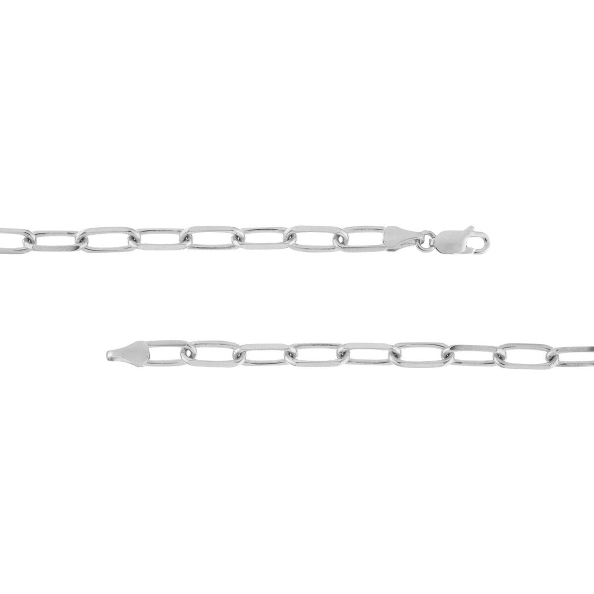 Olas d'Oro 18" Necklace - 14K White Gold 5.25mm Paper Clip Chain with Lobster Lock