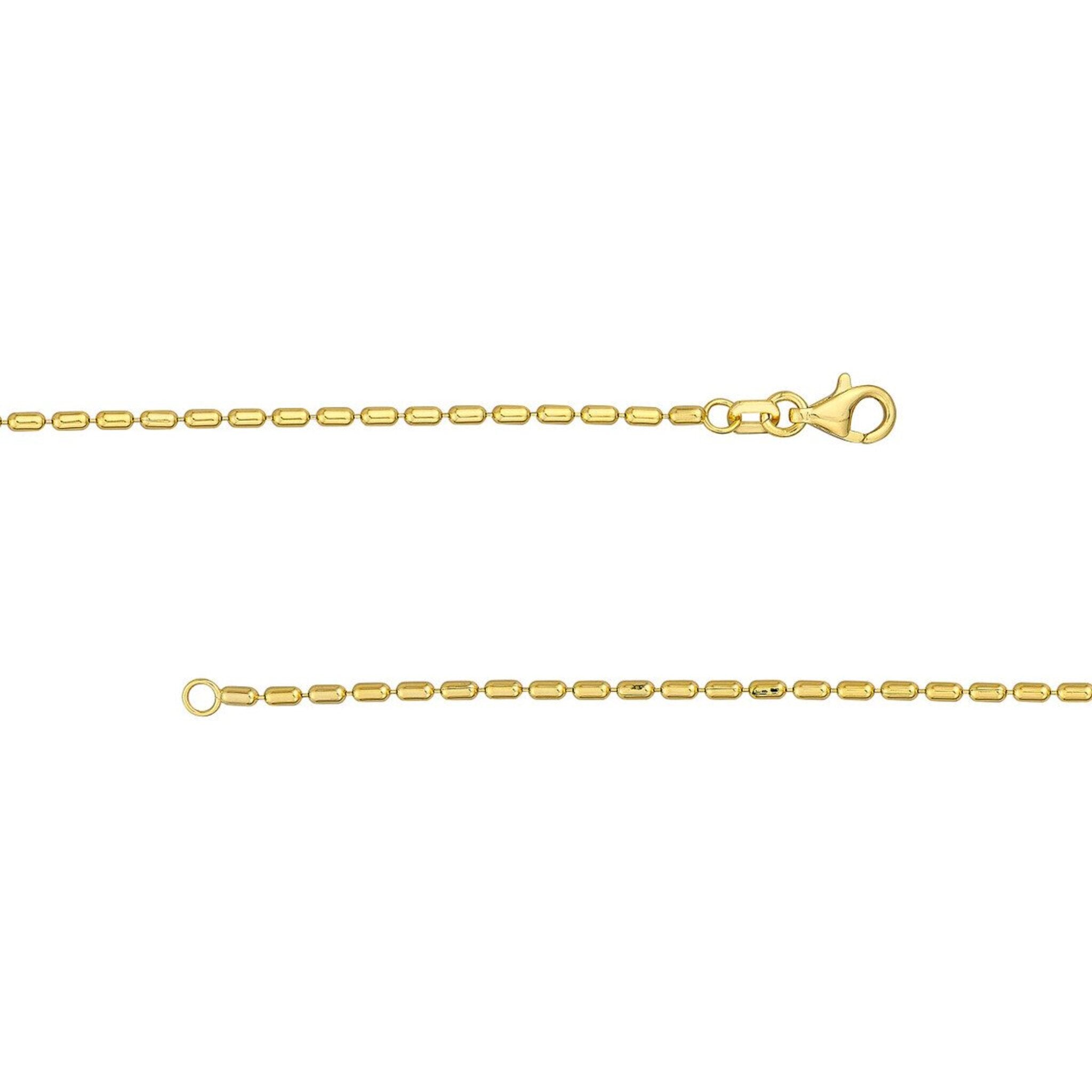 Olas d'Oro 18" Necklace - 14K Yellow Gold 1.50mm Long Bead Chain