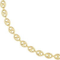 Olas d'Oro 18" Necklace - 14K Yellow Gold 10mm Puff Mariner Chain with Fancy Oval Lobster Lock