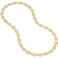 Olas d'Oro 18" Necklace - 14K Yellow Gold 10mm Puff Mariner Chain with Fancy Oval Lobster Lock
