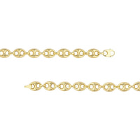 Olas d'Oro 18" Necklace - 14K Yellow Gold 10mm Puff Mariner Chain with Fancy Oval Lobster Lock