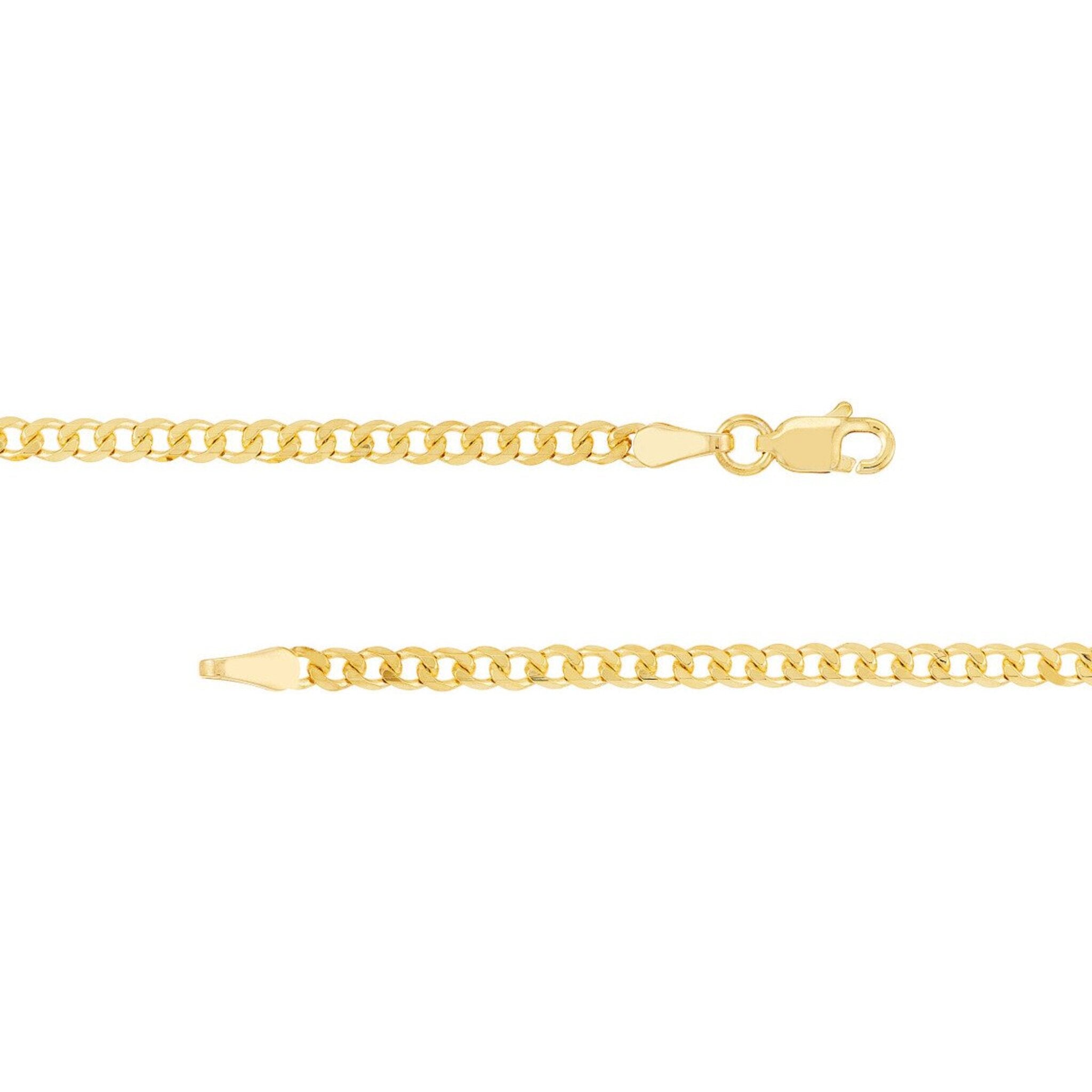 Olas d'Oro 18" Necklace - 14K Yellow Gold 2.70mm Diamond Cut Open Curb with Lobster Lock