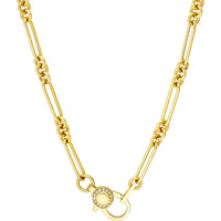Olas d'Oro 18" Necklace - 14K Yellow Gold 3+1 Hollow Paper Clip Necklace with Diamond Lock