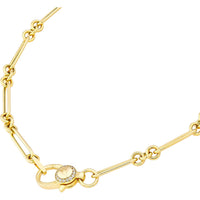 Olas d'Oro 18" Necklace - 14K Yellow Gold 3+1 Hollow Paper Clip Necklace with Diamond Lock