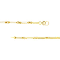 Olas d'Oro 18" Necklace - 14K Yellow Gold 3+1 Hollow Paper Clip Necklace with Diamond Lock