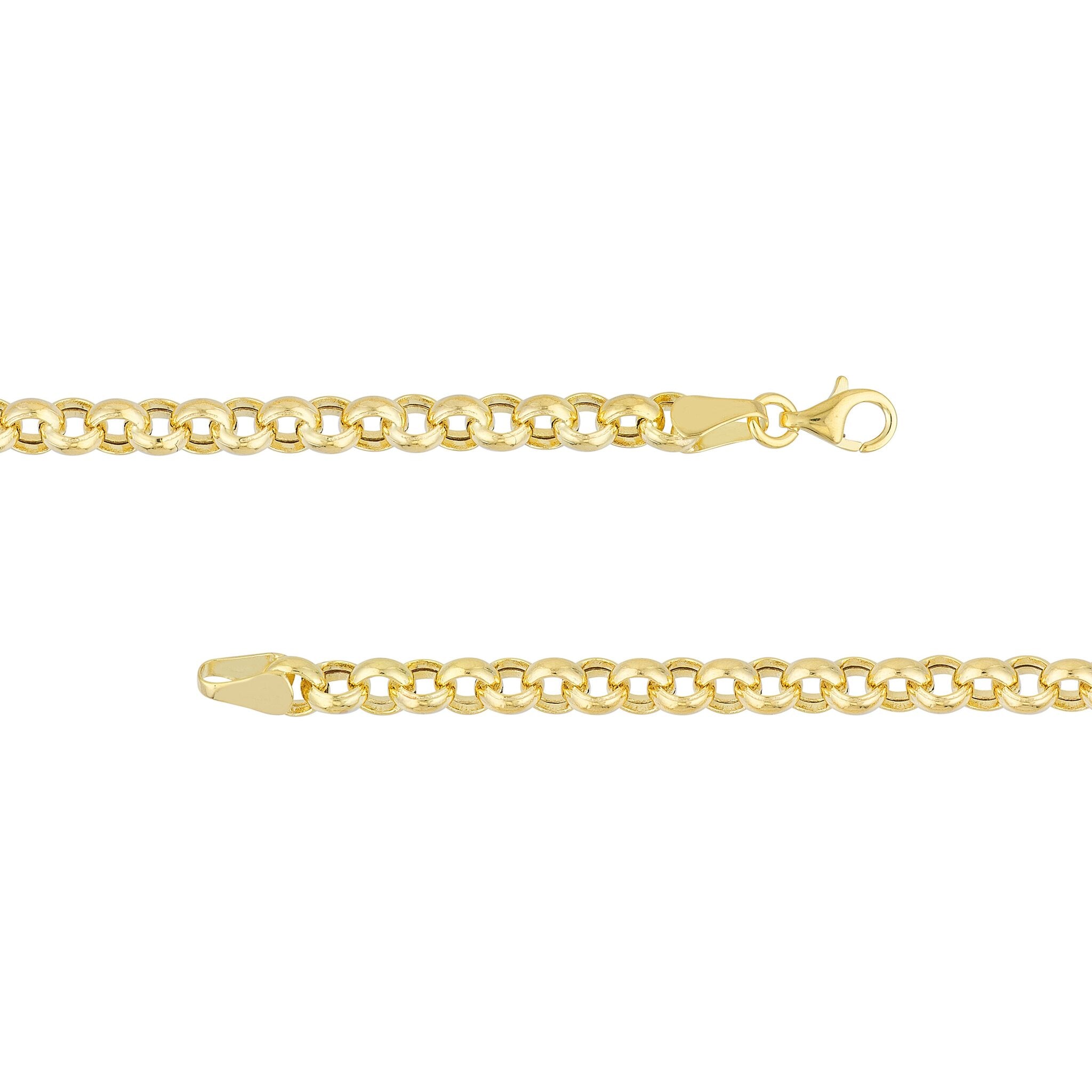 Olas d'Oro 18" Necklace - 14K Yellow Gold 5.2mm Hollow Rolo Chain with Pear Lobster Lock