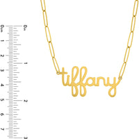Olas d'Oro 18" Necklace - 14K Yellow Gold 6mm Doodle Nameplate Paper Clip Necklace