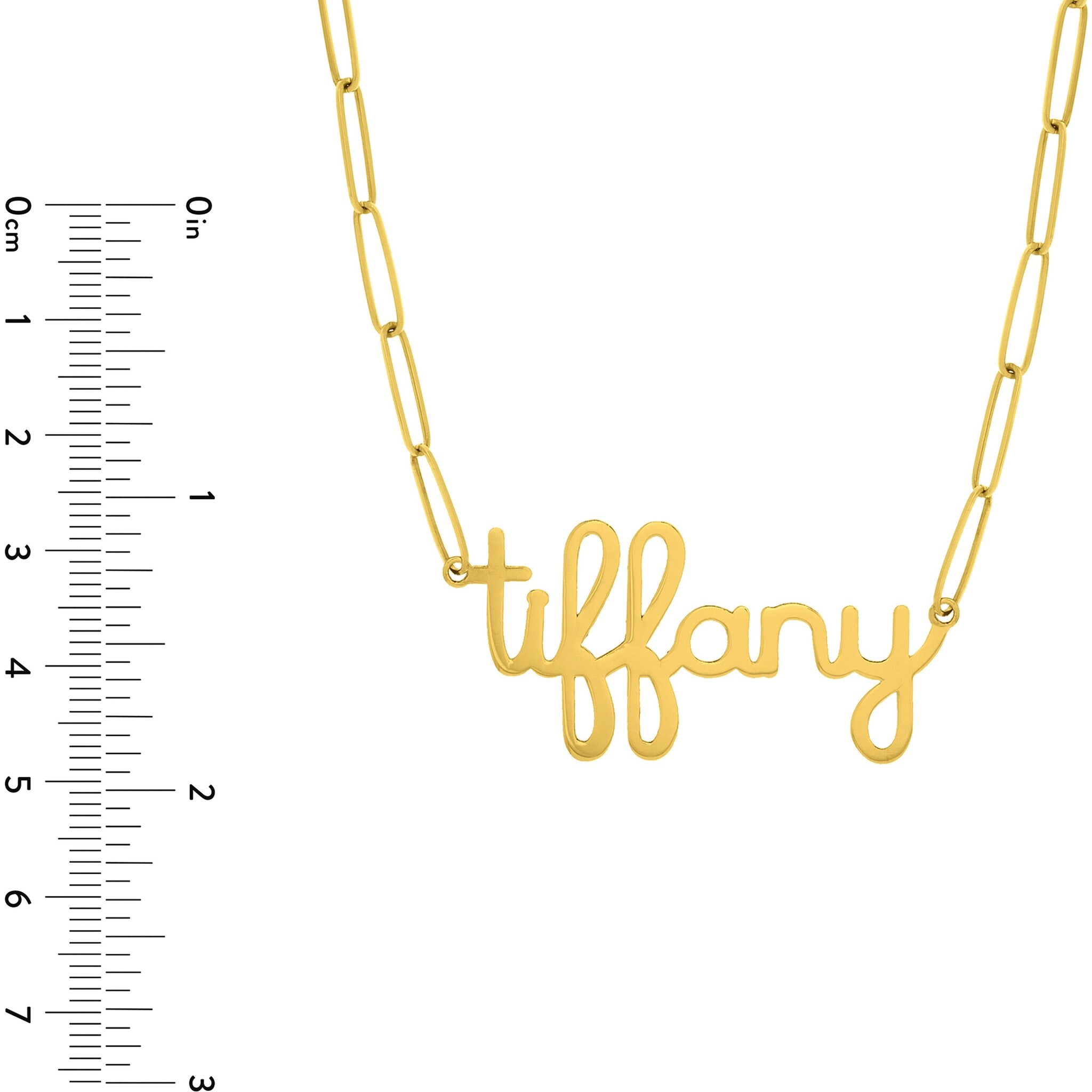 Olas d'Oro 18" Necklace - 14K Yellow Gold 6mm Doodle Nameplate Paper Clip Necklace
