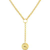Olas d'Oro 18" Necklace - 14K Yellow Gold Ancient Coin Y-Necklace on Rolo Chain