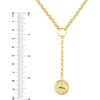 Olas d'Oro 18" Necklace - 14K Yellow Gold Ancient Coin Y-Necklace on Rolo Chain
