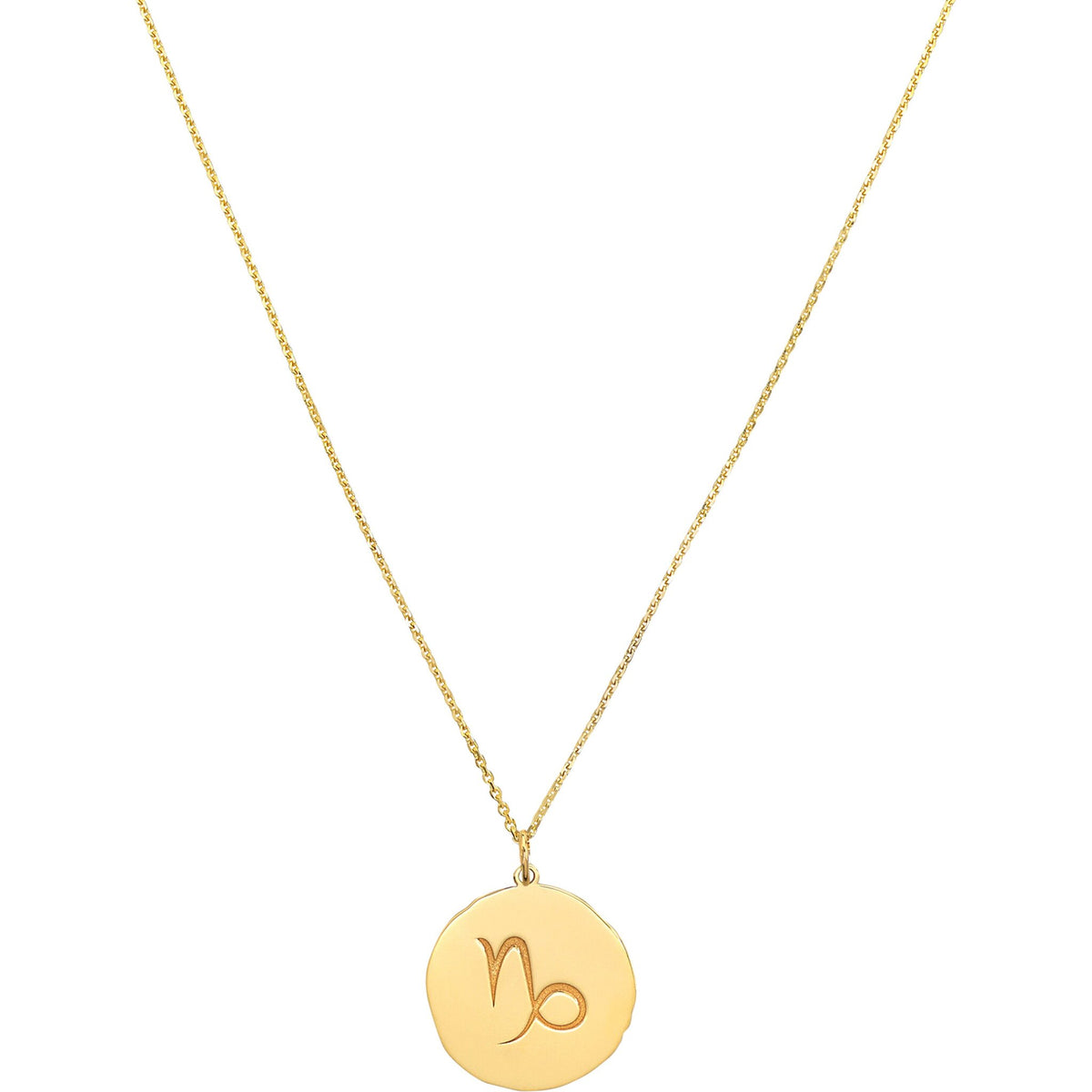 Olas d'Oro 18" Necklace - 14K Yellow Gold Capricorn Organic Disc Pendant Necklace