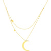 Olas d'Oro 18" Necklace - 14K Yellow Gold Crescent Moon with Star Stations Necklace