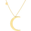 Olas d'Oro 18" Necklace - 14K Yellow Gold Crescent Moon with Star Stations Necklace