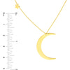 Olas d'Oro 18" Necklace - 14K Yellow Gold Crescent Moon with Star Stations Necklace