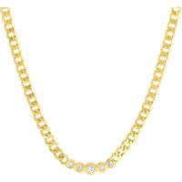 Olas d'Oro 18" Necklace - 14K Yellow Gold Curb Chain Necklace with Graduating Diamond