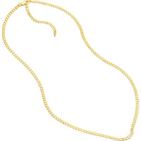 Olas d'Oro 18" Necklace - 14K Yellow Gold Curb Chain Necklace with Graduating Diamond