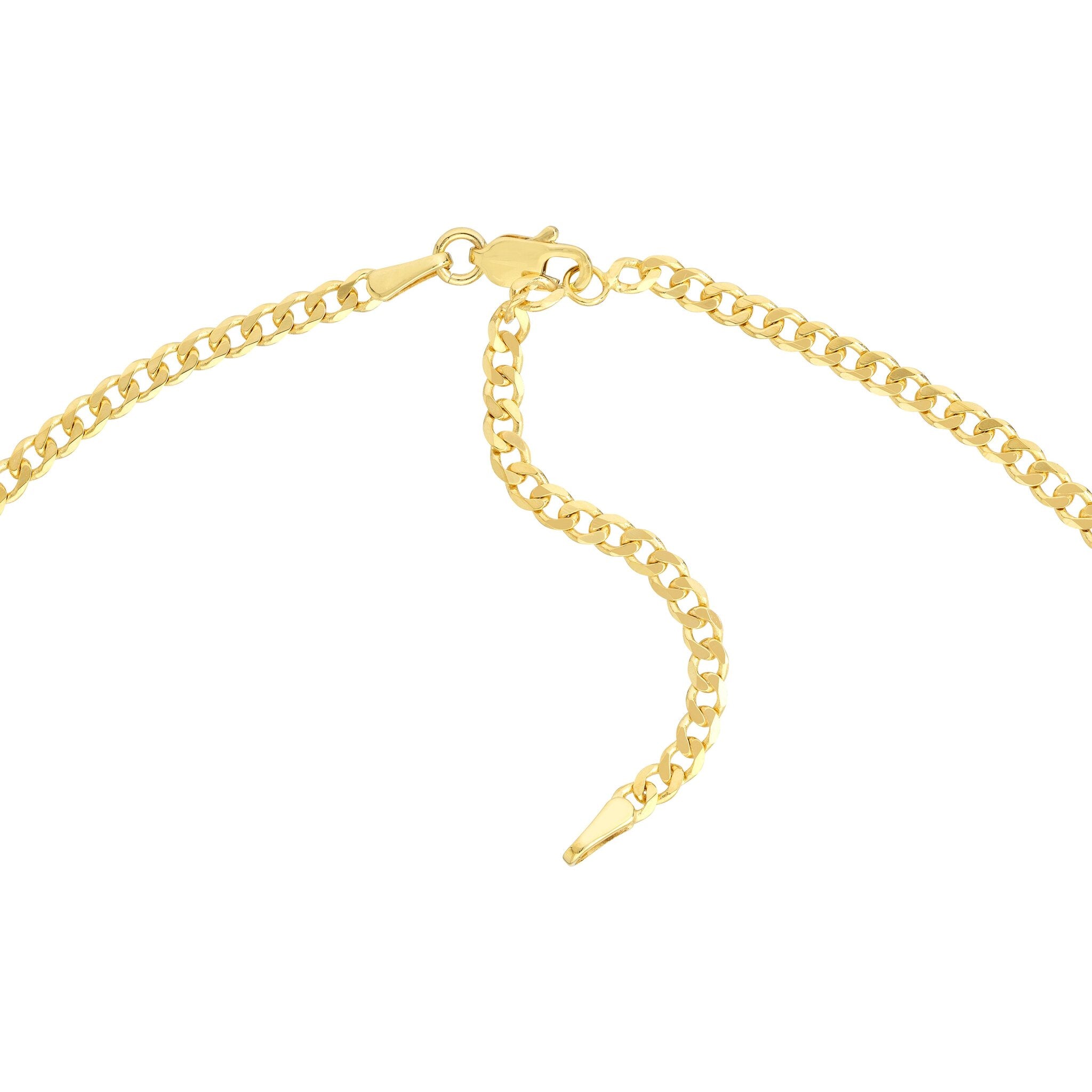 Olas d'Oro 18" Necklace - 14K Yellow Gold Curb Chain Necklace with Graduating Diamond