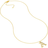 Olas d'Oro 18" Necklace - 14K Yellow Gold Diamond Gothic 'A' Necklace