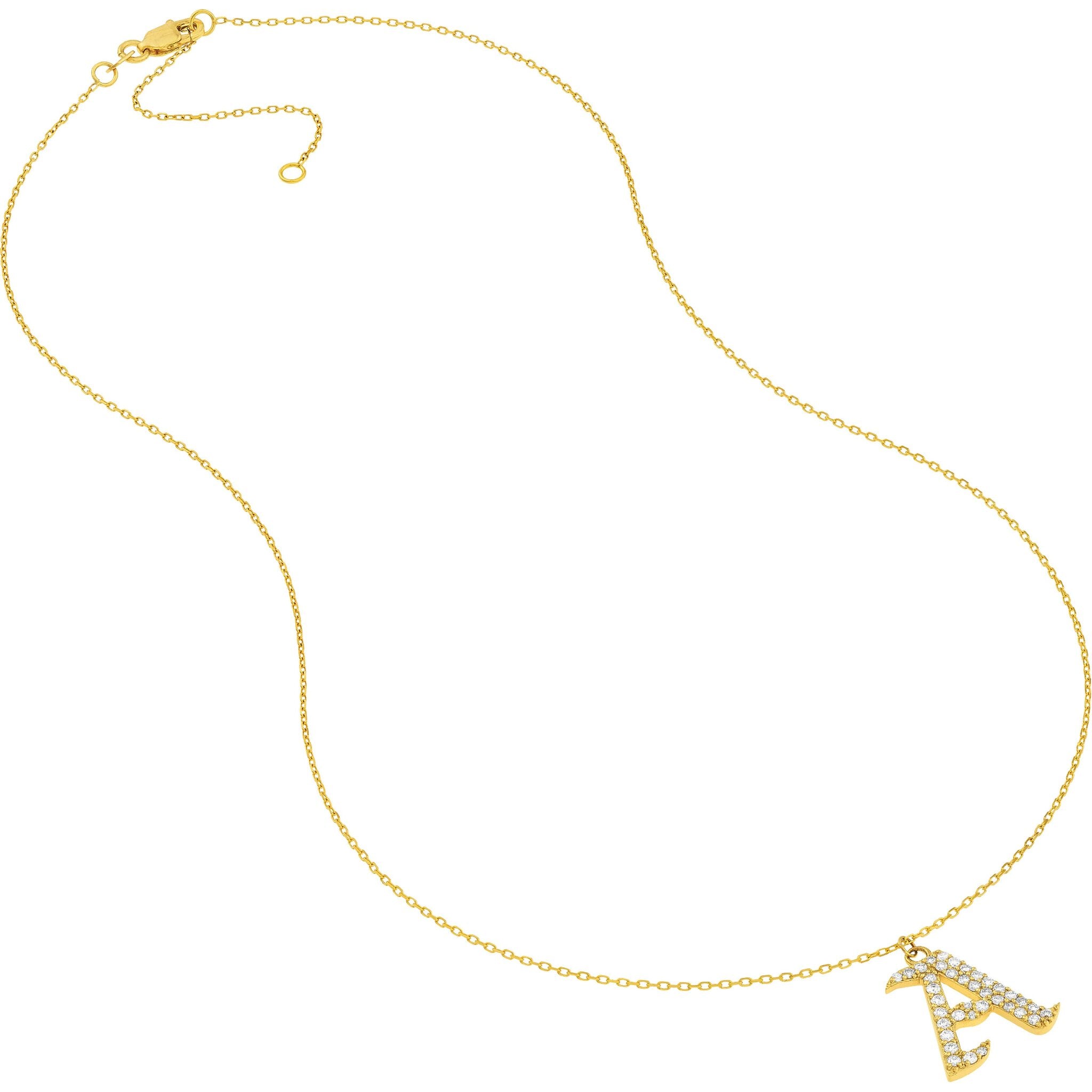 Olas d'Oro 18" Necklace - 14K Yellow Gold Diamond Gothic 'A' Necklace