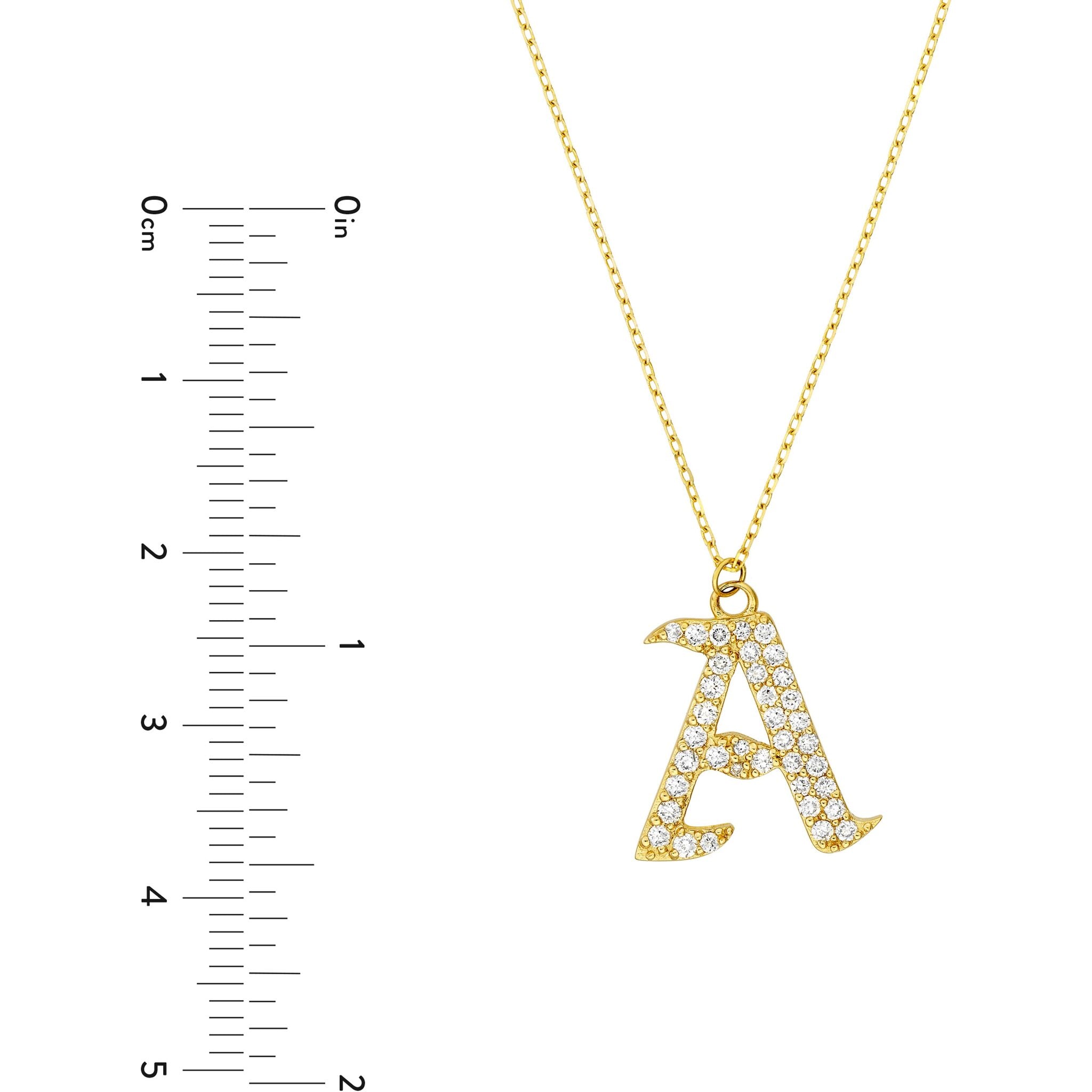 Olas d'Oro 18" Necklace - 14K Yellow Gold Diamond Gothic 'A' Necklace