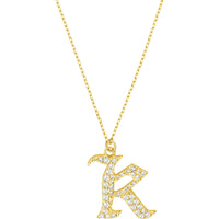Olas d'Oro 18" Necklace - 14K Yellow Gold Diamond Gothic 'K' Necklace
