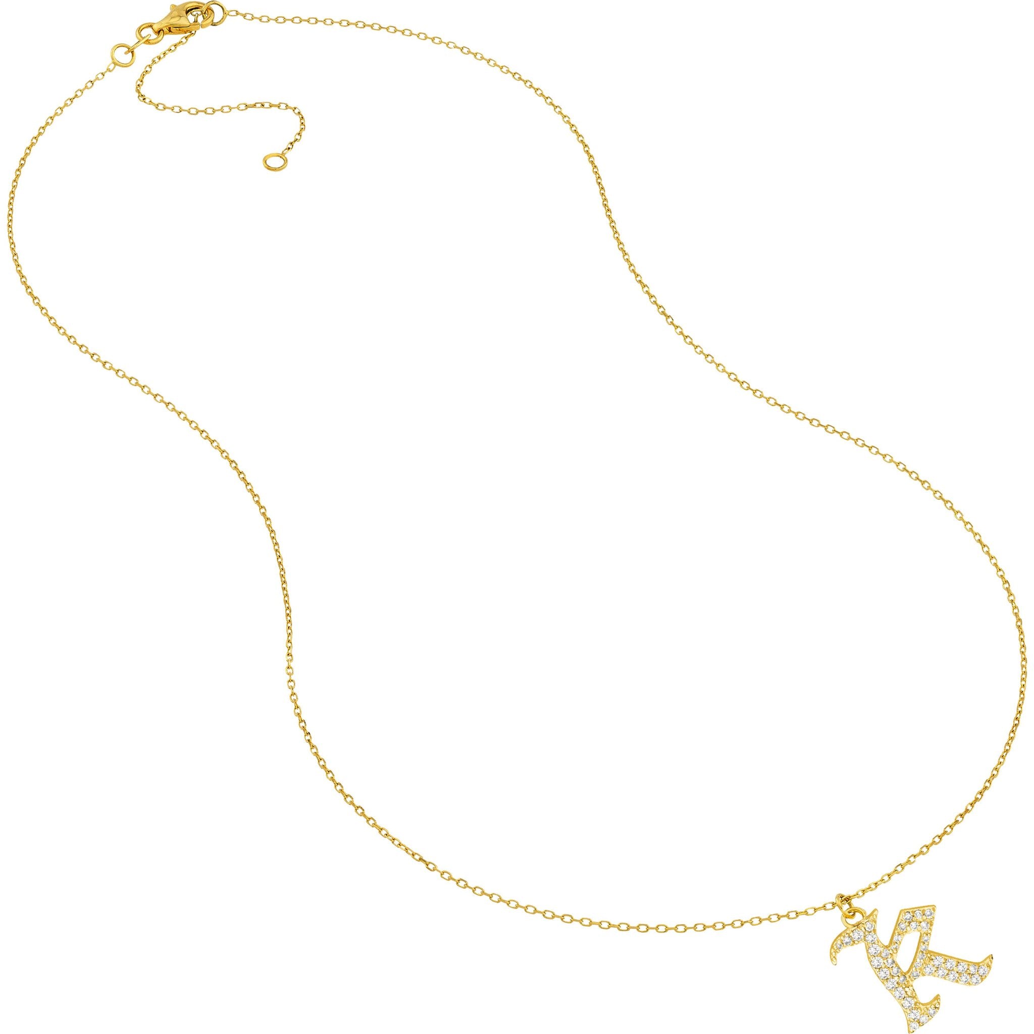 Olas d'Oro 18" Necklace - 14K Yellow Gold Diamond Gothic 'K' Necklace