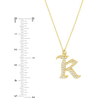 Olas d'Oro 18" Necklace - 14K Yellow Gold Diamond Gothic 'K' Necklace