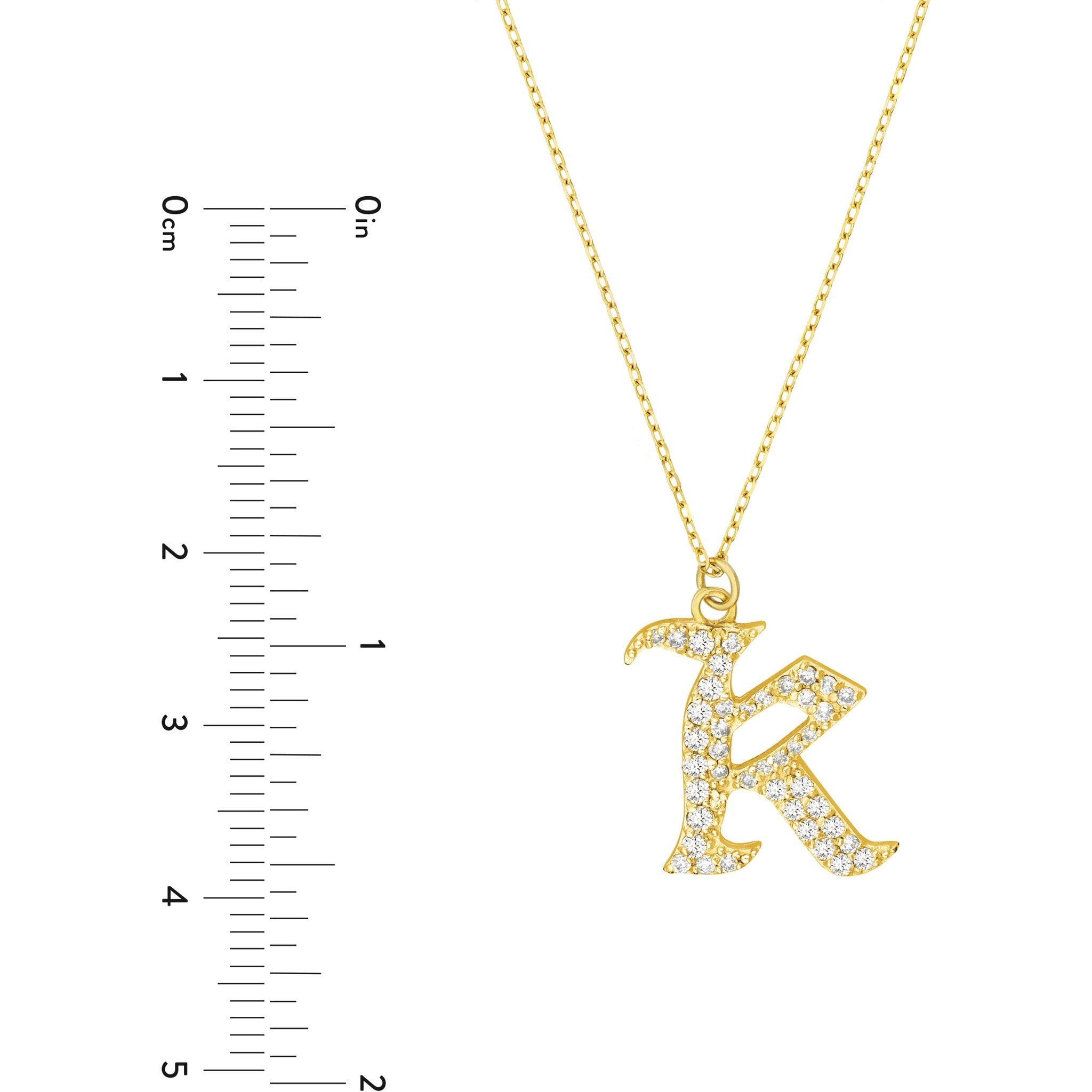 Olas d'Oro 18" Necklace - 14K Yellow Gold Diamond Gothic 'K' Necklace