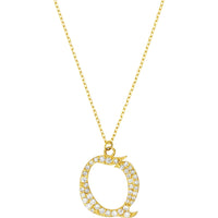 Olas d'Oro 18" Necklace - 14K Yellow Gold Diamond Gothic 'Q' Necklace