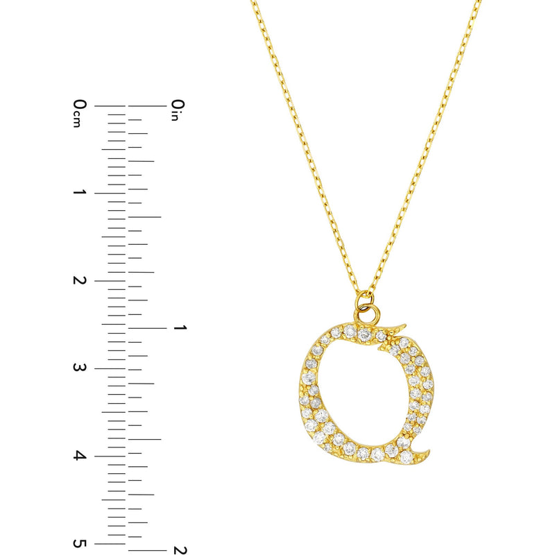 Olas d'Oro 18" Necklace - 14K Yellow Gold Diamond Gothic 'Q' Necklace