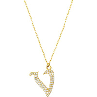 Olas d'Oro 18" Necklace - 14K Yellow Gold Diamond Gothic 'V' Necklace