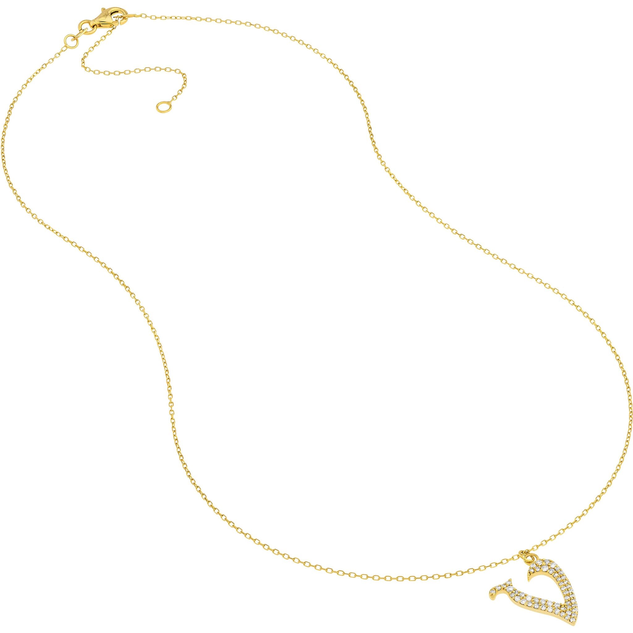 Olas d'Oro 18" Necklace - 14K Yellow Gold Diamond Gothic 'V' Necklace