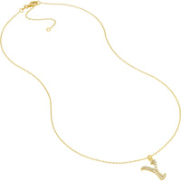 Olas d'Oro 18" Necklace - 14K Yellow Gold Diamond Gothic 'Y' Necklace