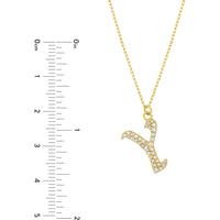 Olas d'Oro 18" Necklace - 14K Yellow Gold Diamond Gothic 'Y' Necklace