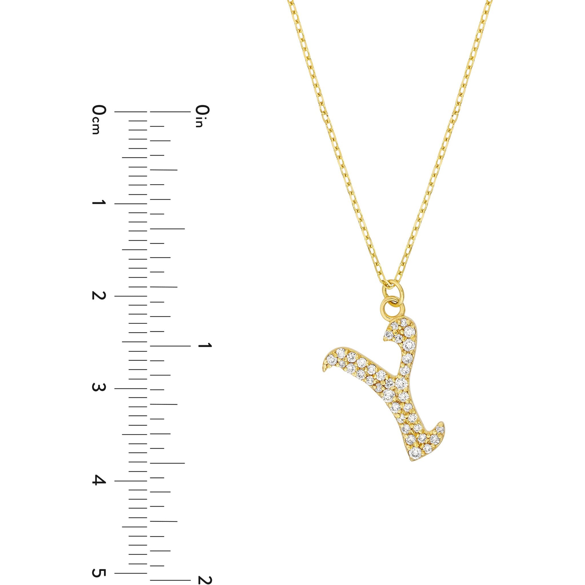 Olas d'Oro 18" Necklace - 14K Yellow Gold Diamond Gothic 'Y' Necklace