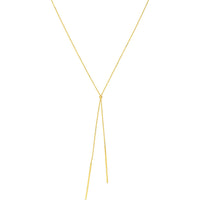 Olas d'Oro 18" Necklace - 14K Yellow Gold Double Staple Bar Lariat Necklace