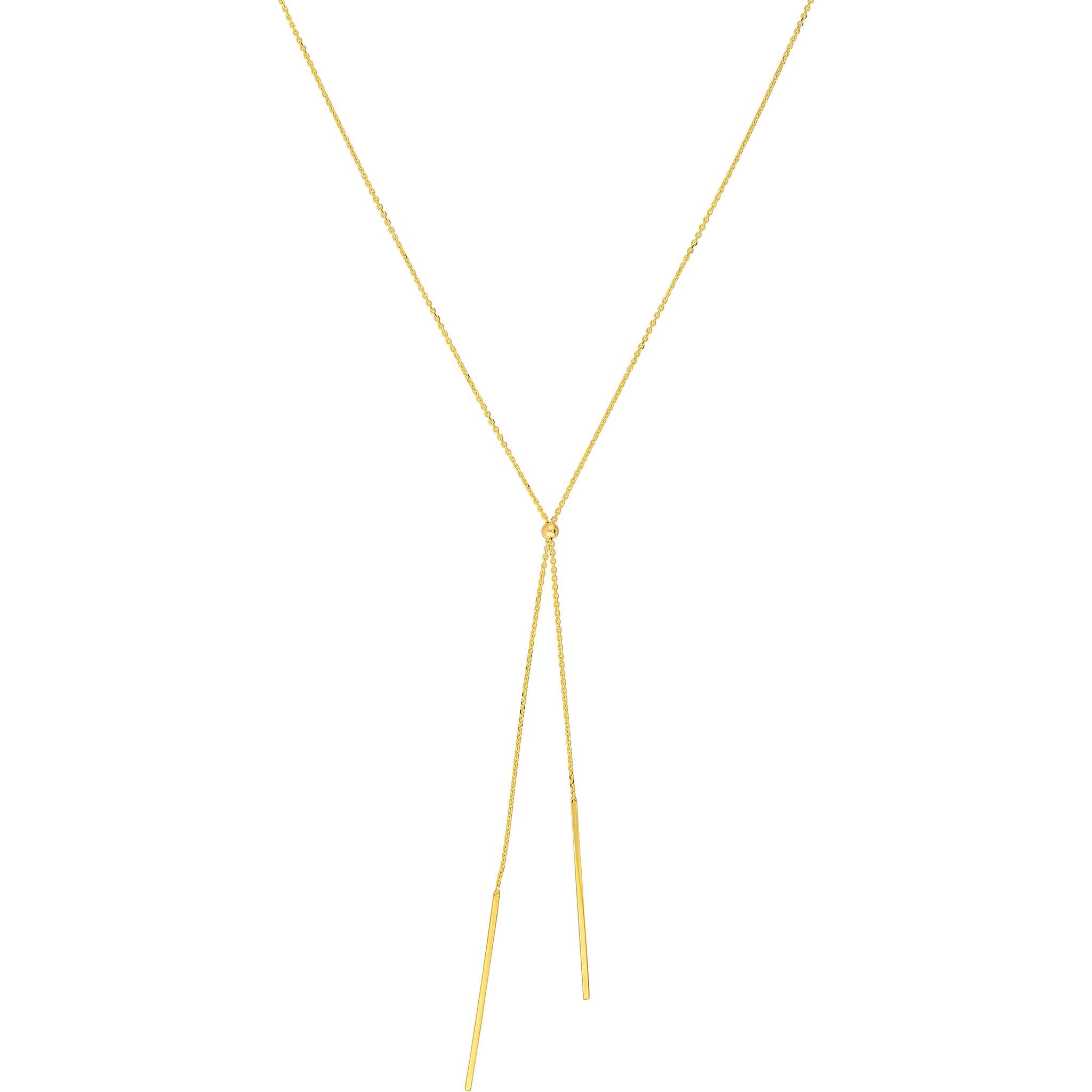 Olas d'Oro 18" Necklace - 14K Yellow Gold Double Staple Bar Lariat Necklace