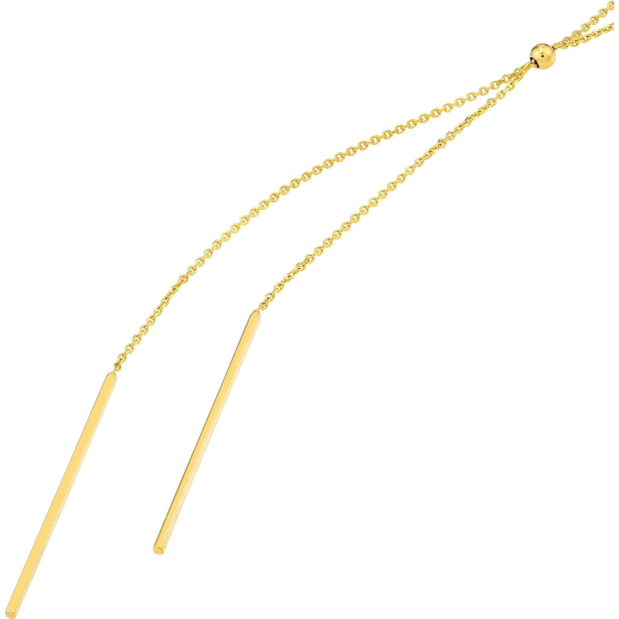 Olas d'Oro 18" Necklace - 14K Yellow Gold Double Staple Bar Lariat Necklace