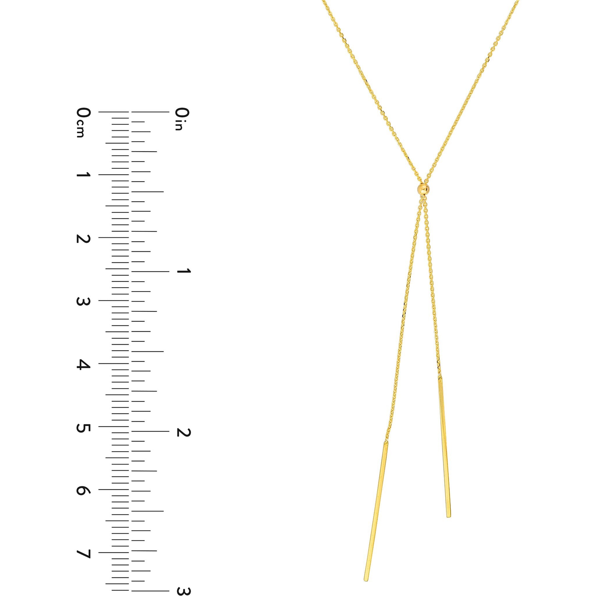 Olas d'Oro 18" Necklace - 14K Yellow Gold Double Staple Bar Lariat Necklace